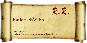 Roder Réka névjegykártya