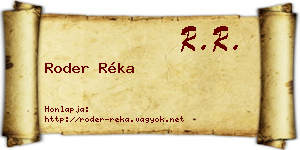 Roder Réka névjegykártya